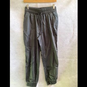 A new day. Black washed cargo joggers. Size S
